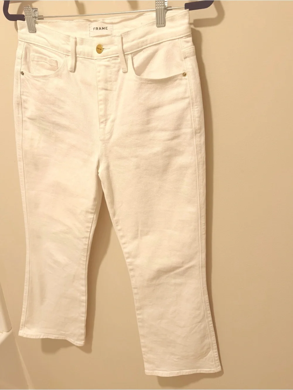 FRAME Le Sylvie Kick Boot Jeans Women’s Size 28 White Cotton - Picture 3 of 11